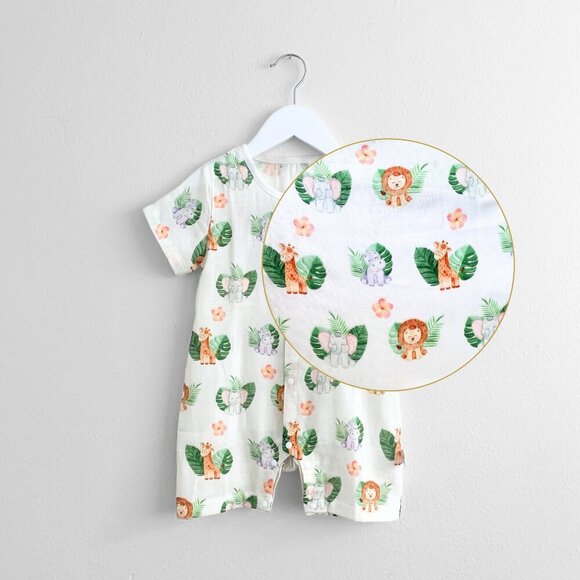 Other - NWT Cute Baby Romper Shorts Sleep N' Play One-Piece Safari Animal Print 9-12M